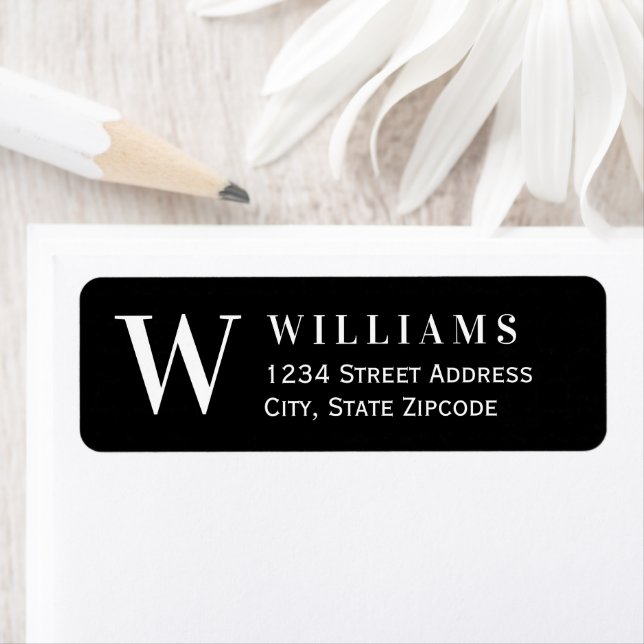 Black and White Monogram Initial Address Label (Insitu)