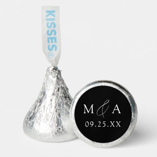 Black and White Monogram Initials and Wedding Date Hersheys Kisses