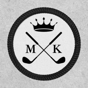 black and white monogram initials golf logo patch