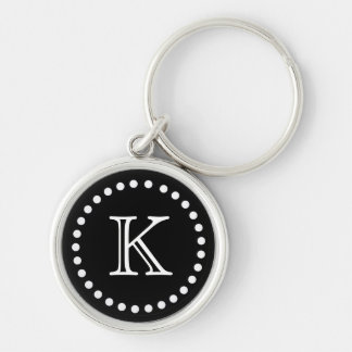 Black and White Monogram Key Chain