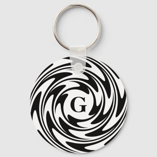 Black and White Monogram Keychain (Front)