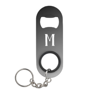 Black and White Monogram Keychain Bottle Opener