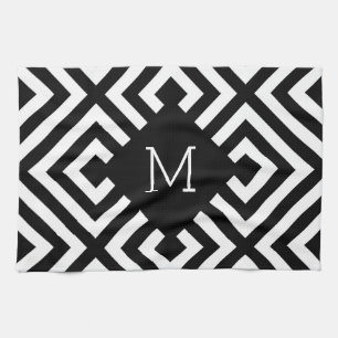 Black and White Monogram Kitchen Towel