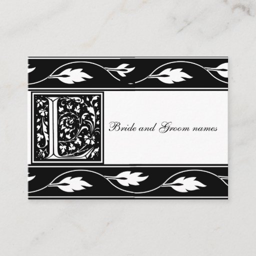 Customizable Black And White Monogram L Bridal Registry Card Business Card Template