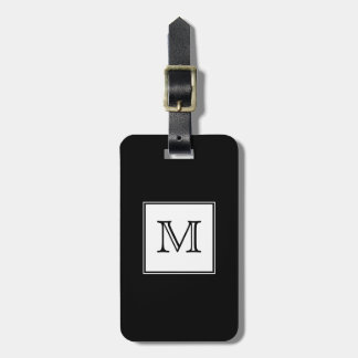 Black and White Monogram Luggage Tag