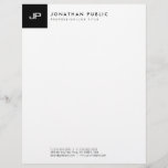 Black And White Monogram Modern Simple Template Letterhead<br><div class="desc">Elegant Modern Black And White Monogram Simple Template Letterhead.</div>