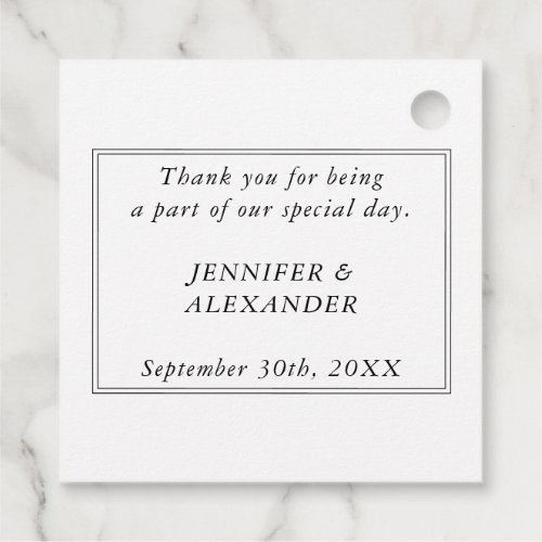 Black And White Monogram Modern Simple Wedding Favor Tags