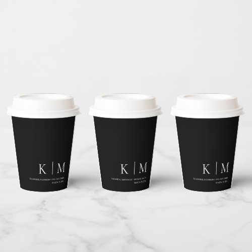 Black and White_Monogram_Modern_Wedding_ Paper Cups