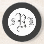 Black and White Monogram Personalized Coaster