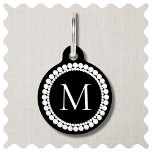 Black and White Monogram Pet ID Tag<br><div class="desc">Monogrammed black and white classic modern design. Elegant monogram Dog Pet ID Tag.</div>
