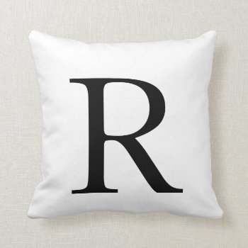 Black And White Monogram Pillow by SimplyInvite at Zazzle
