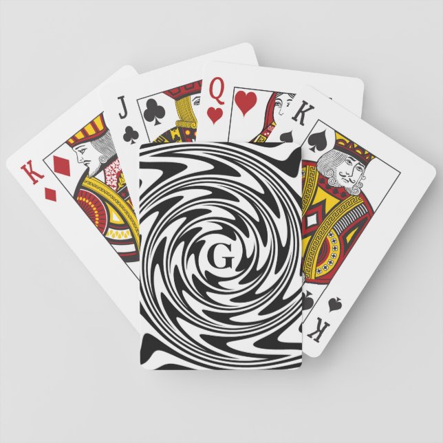 Black and White Monogram Playing Cards (Back)