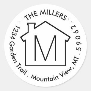 Black and White Monogram Return Address Labels