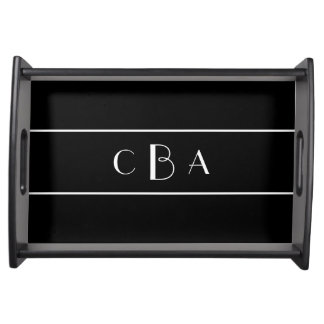 Black and White Monogram Serving Tray