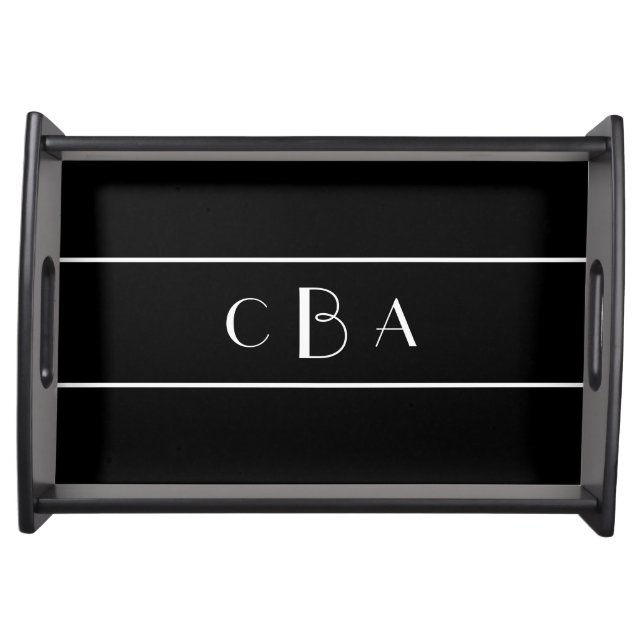 Black and White Monogram Serving Tray (Front)
