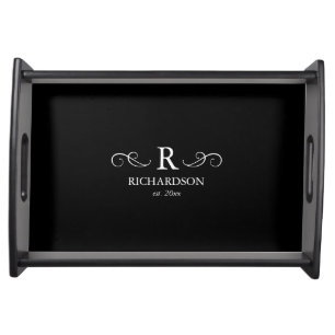 Black and White Monogram serving tray