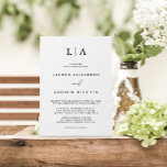 Black and White Monogram Simple Minimalist Wedding Invitation<br><div class="desc">Beautiful,  elegant and simple,  black and white minimalist wedding invitation. Fully customizable with monogram/initials,  names,  dates,  location and colors to match your wedding theme.</div>