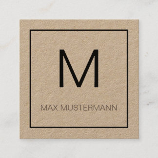 Black and White Monogram Square Business Card