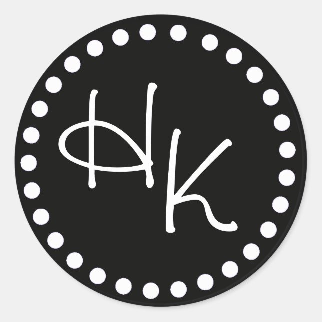 Black and White Monogram Sticker (Front)