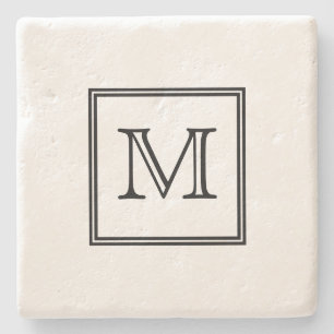 Black and White Monogram Stone Coaster