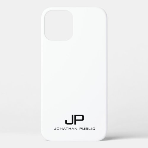 Black And White Monogram Stylish Modern Minimalist iPhone 12 Case