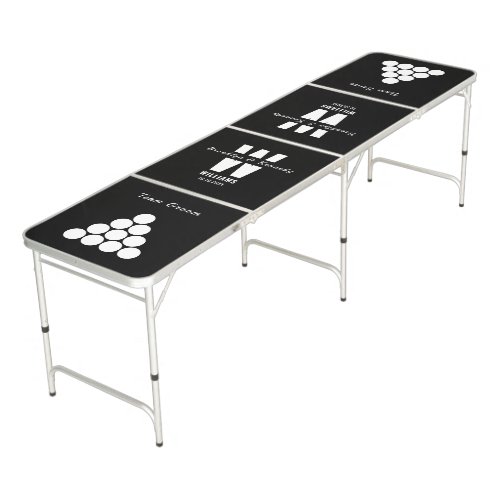 Black And White Monogram Team Bride Groom Wedding Beer Pong Table