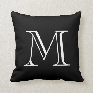 Black and White Monogram Throw Pillow