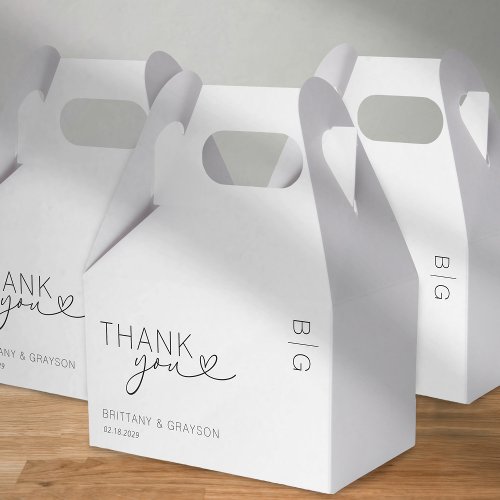 Black and White Monogram Wedding Favor Boxes