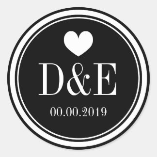 Black and white monogram wedding favor stickers