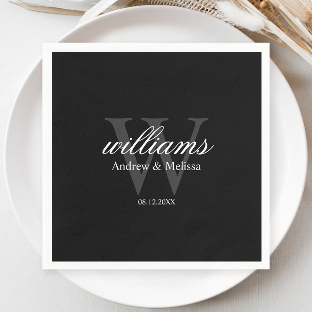 Black and White Monogram Wedding Napkins (Creator Uploaded)