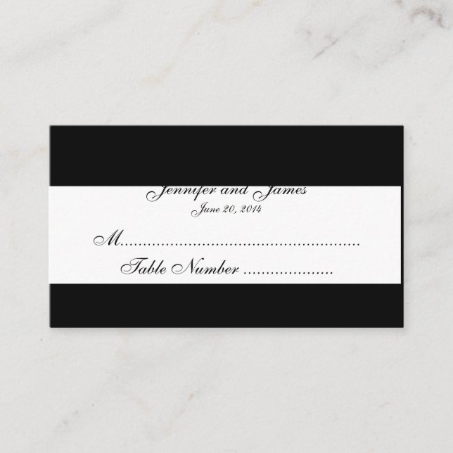 Black and White Monogram Wedding Place Cards (Front)