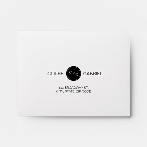 Black and white monogram wedding RSVP Envelope