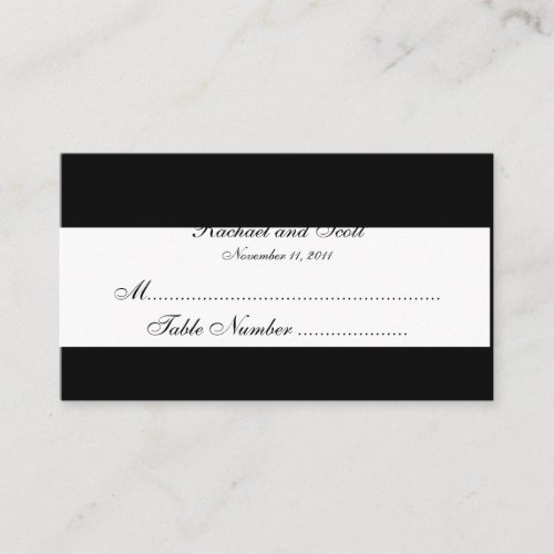 Black and White Monogram Wedding Seating Cards Business Cards