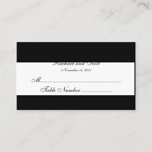 Customizable Black and White Monogram Wedding Seating Cards Business Cards