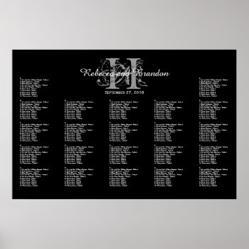 Black And White Monogram Wedding Seating Chart by fallcolors at Zazzle