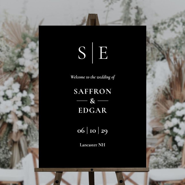 Black And White Monogram Wedding Welcome Foam Board (Black And White Monogram Wedding Welcome Foam Board)