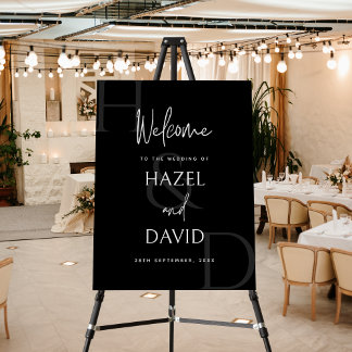 Black and White Monogram Wedding Welcome Poster