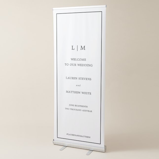 Black and White Monogram Wedding Welcome Sign (3/4)