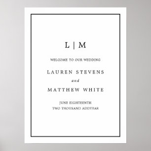 Black and White Monogram Wedding Welcome Sign