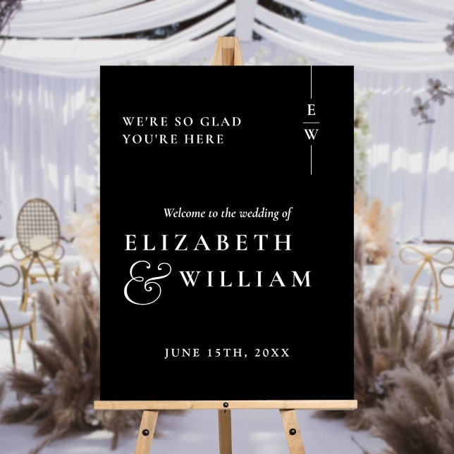 Black And White Monogram Wedding Welcome Sign (Black And White Monogram Wedding Welcome Sign)