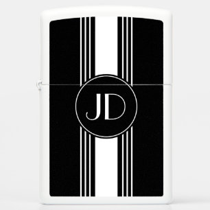 Black and White Monogram Zippo Lighter