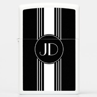 Black and White Monogram Zippo Lighter