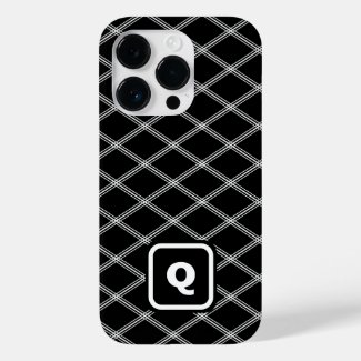 Black and White Monogrammed Art Deco Diamonds