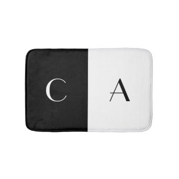 Black And White Monogrammed Bathroom Mat by tjustleft at Zazzle