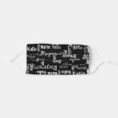 Black and White Monogrammed First Name Cute Modern Adult Cloth Face Mask (Front, Folded)