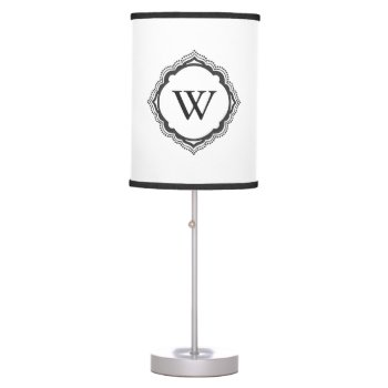 Black And White Monogrammed Lamp by thespottedowl at Zazzle