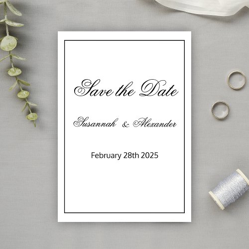 Black and White Monogrammed Modern Wedding  Save The Date