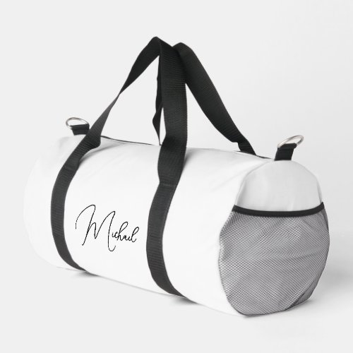 Black and White Monogrammed Name Gym Sports Travel Duffle Bag