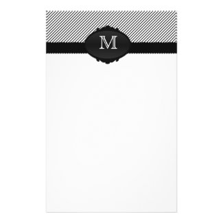 Black and White Monogrammed Pinstripe Stationery