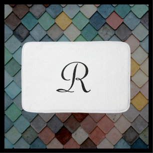Black and White Monogrammed Plush Bath Mat